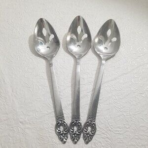 Rogers Oneida 1881 Danish Court Stainless 8" Slotted Serving Spoons Set of 3